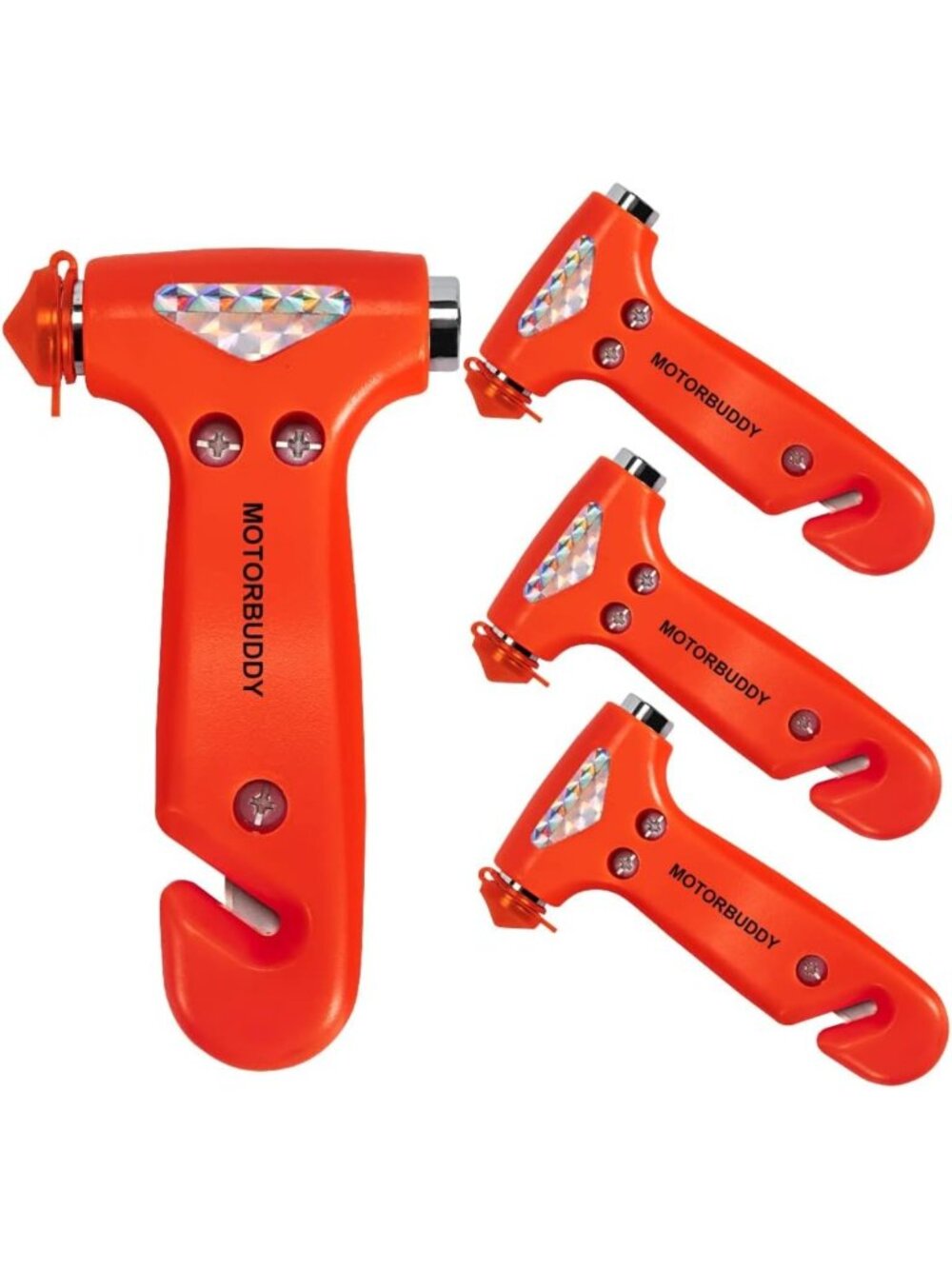 4-Pack Emergency Car Escape Hammer with Window Breaker & Seat Belt Cutter - Red